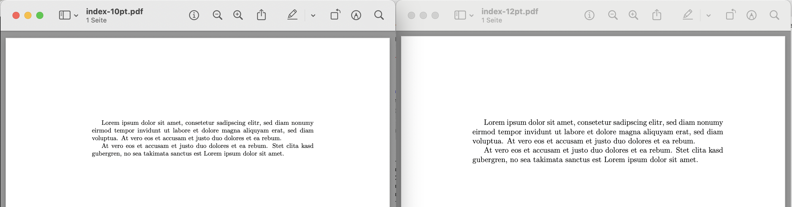 Comparing the LaTeX generated document with 10 vs 12 pt